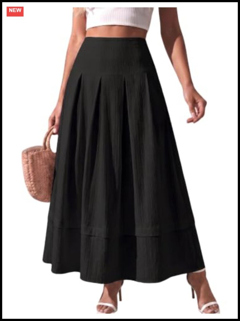 Women's High Waisted Maxi Skirt Ruffle Tiered A-Line with Pockets